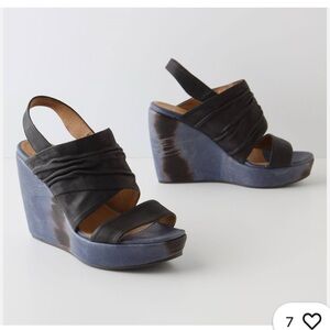 Coclico leather tie dye Wedge Sandals - size 40.5 (9)